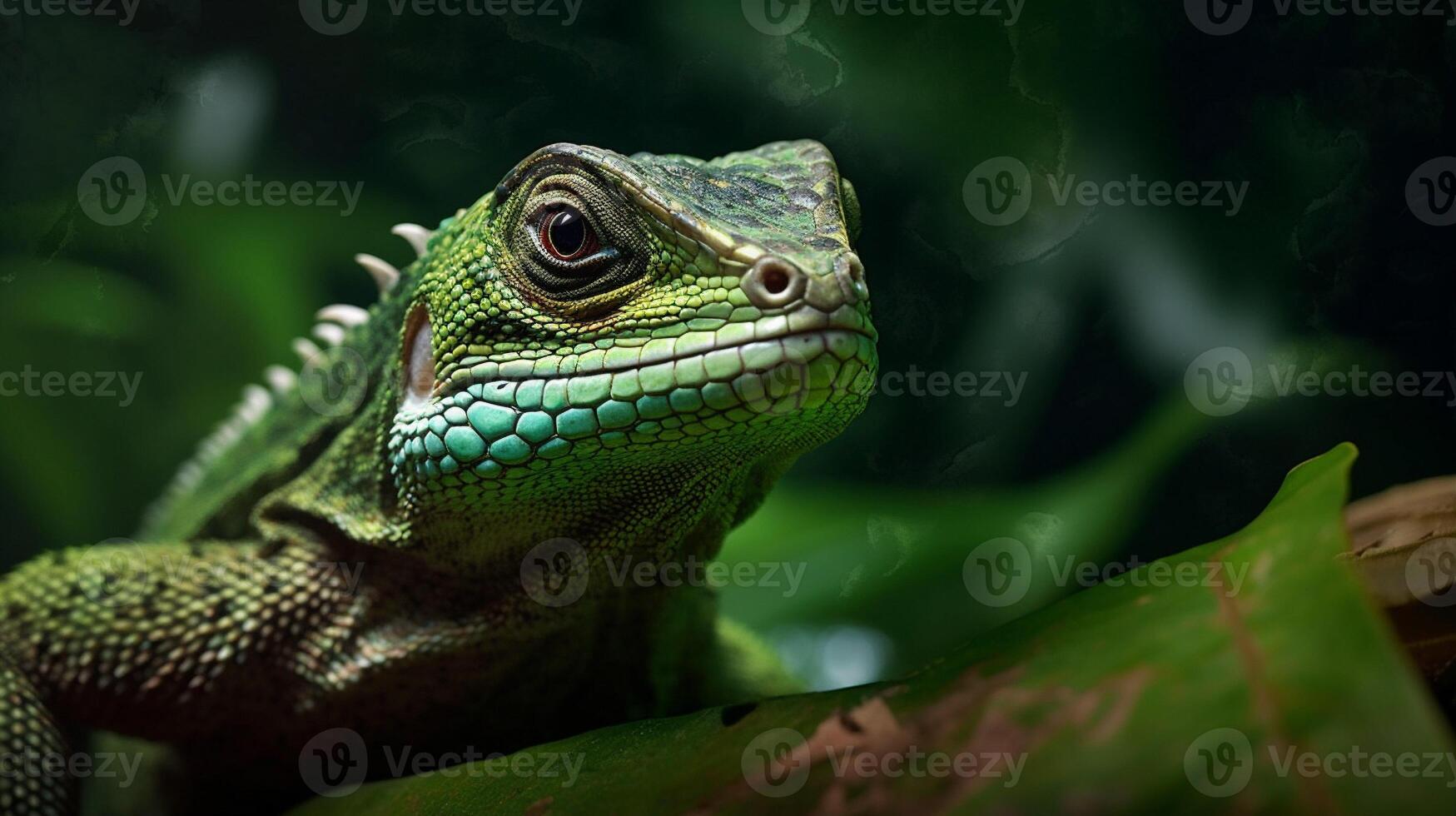 verde escala natureza réptil iguana fechar-se lagarto animal animais selvagens retrato. generativo ai. foto