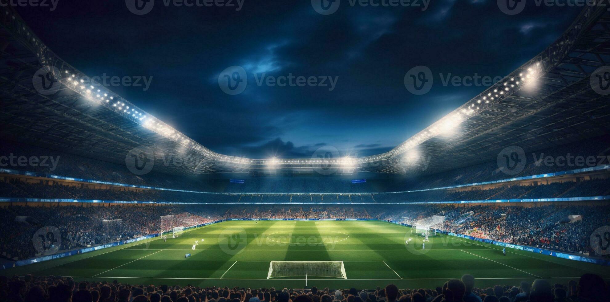 verde futebol arena luz objetivo estádio mundo futebol esporte jogo. generativo ai. foto