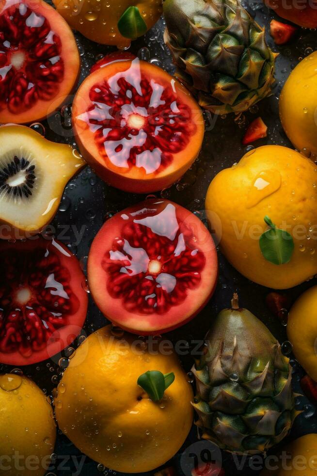 saudável Vitamina fundo fresco solta morango verde uva água Comida fruta. generativo ai. foto