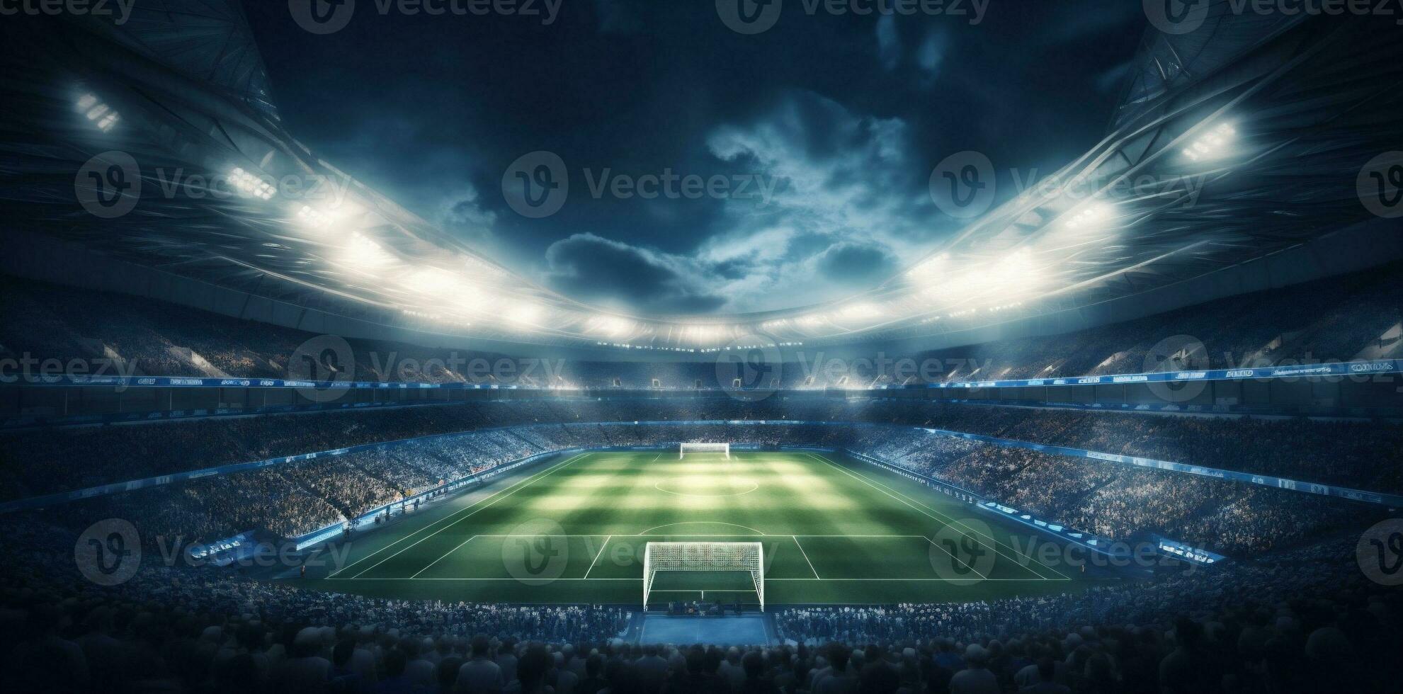 esporte futebol mundo jogos luz estádio objetivo futebol arena verde. generativo ai. foto