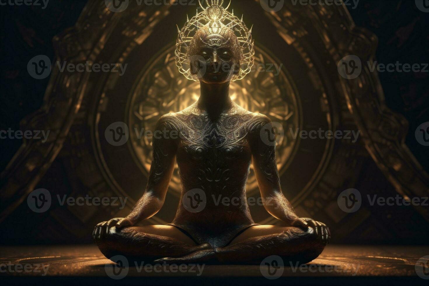 zen chakra meditação espiritual energia ioga pose aura silhueta paz. generativo ai. foto