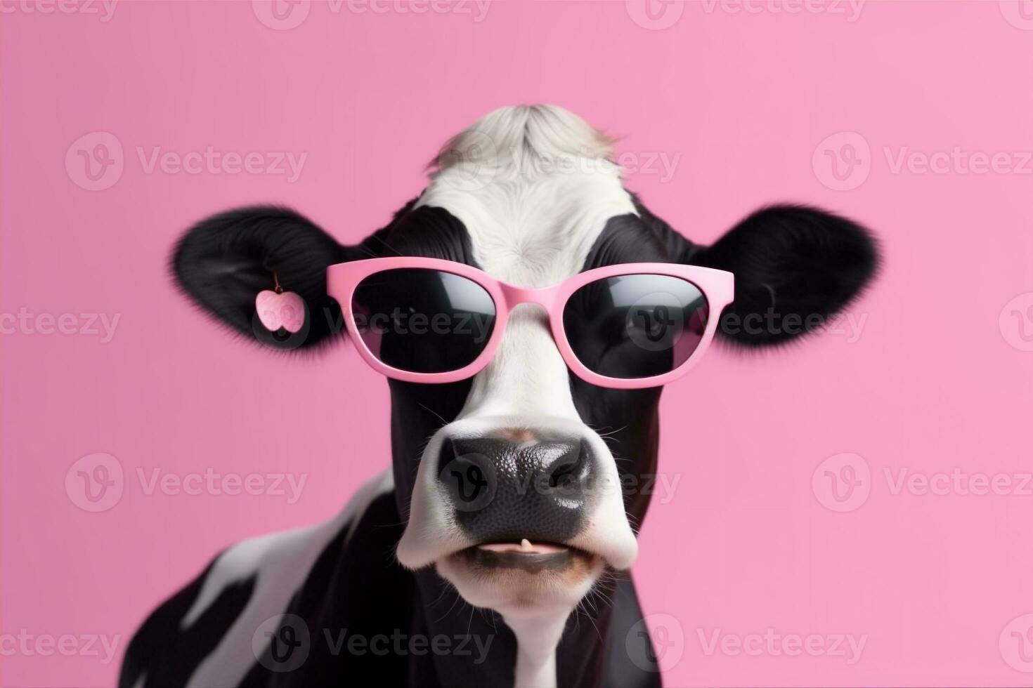 colorida fofa cabeça retrato oculos de sol engraçado personagem vaca face animal. generativo ai. foto