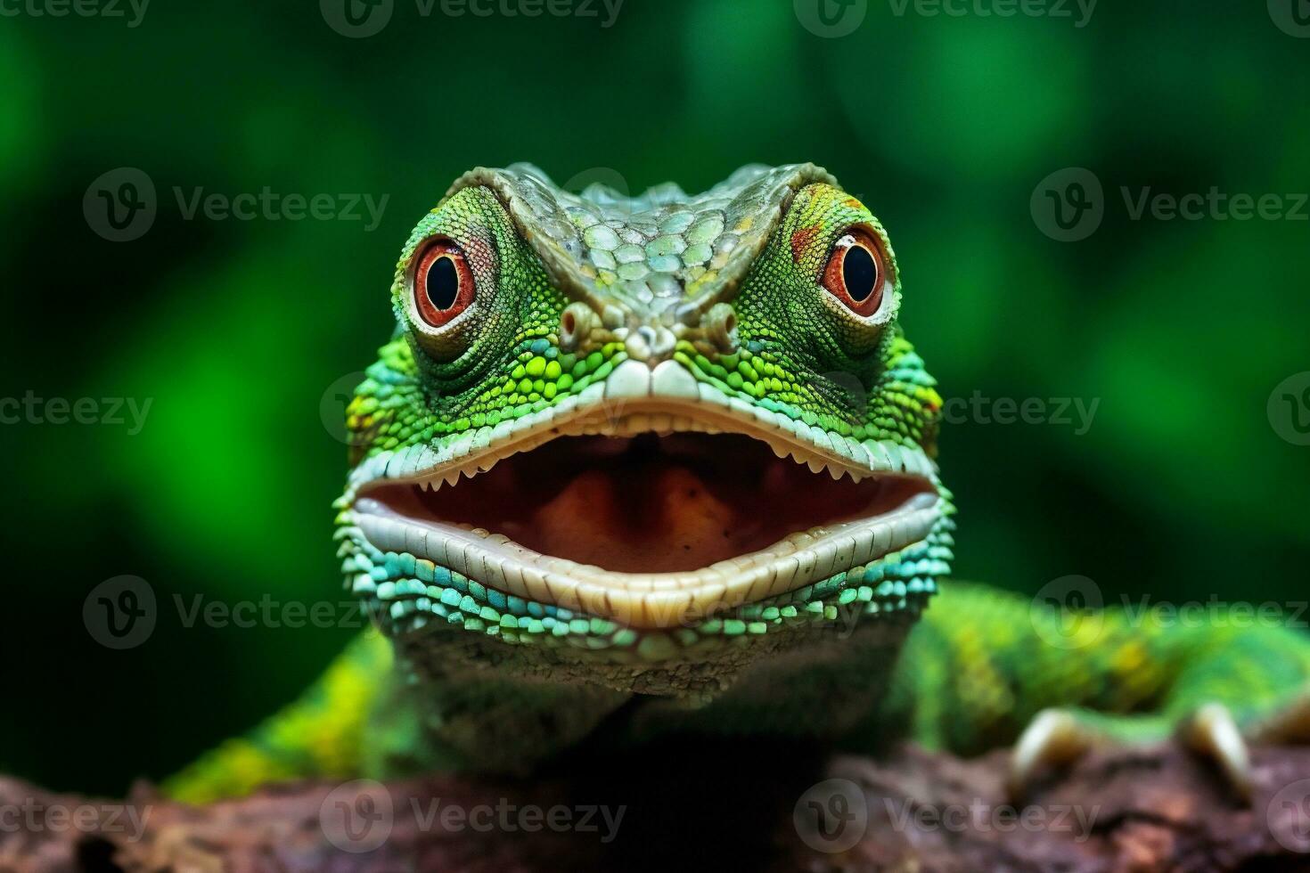 lagarto réptil escala animal animais selvagens retrato fechar-se óculos verde iguana. generativo ai. foto