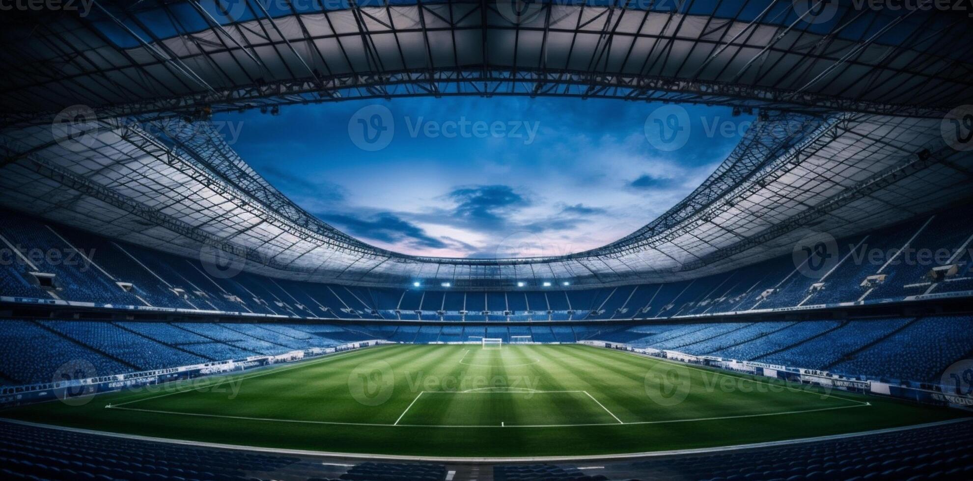 mundo verde estádio esporte luz arena jogos futebol objetivo futebol. generativo ai. foto