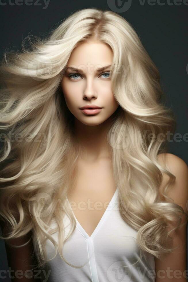 lindo Loiras cabelo garota. ilustração ai generativo 25785880 Foto de stock  no Vecteezy