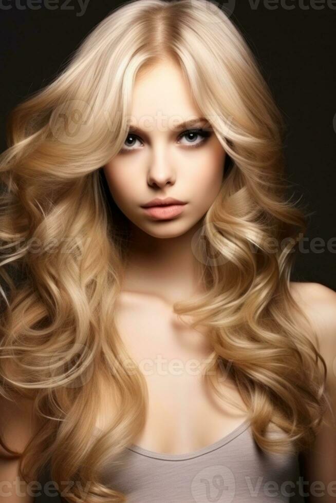 lindo Loiras cabelo garota. ilustração ai generativo 25785880 Foto de stock  no Vecteezy