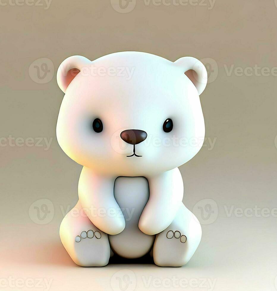 ai gerar foto 3d render do uma fofa polar urso, produtos Projeto