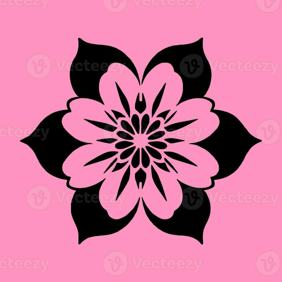 flor logotipo vetor simples abstrato plano mandala tatuagem plantar cor Flor floreta flor estêncil foto