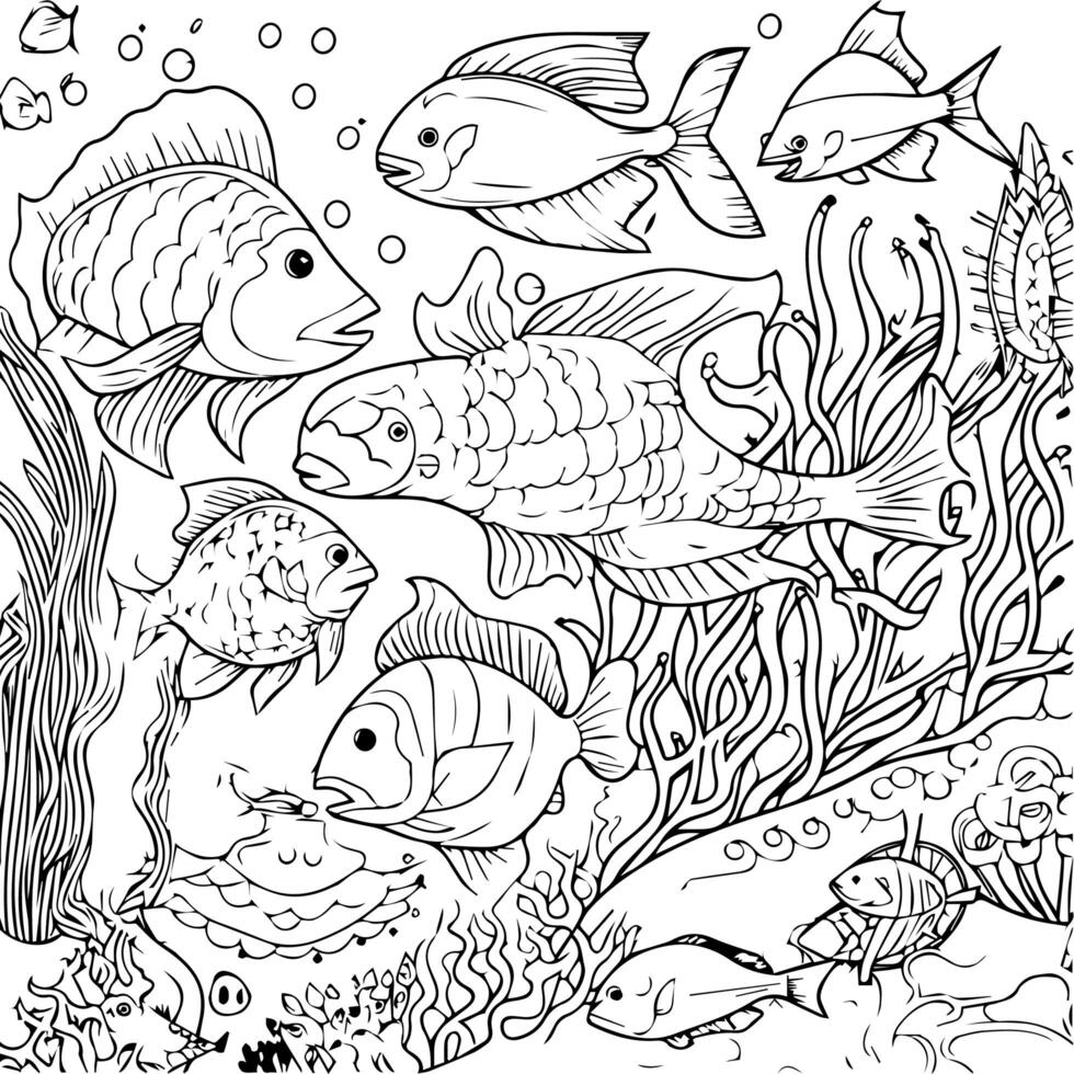 peixe coloração livro página Projeto para adultos foto
