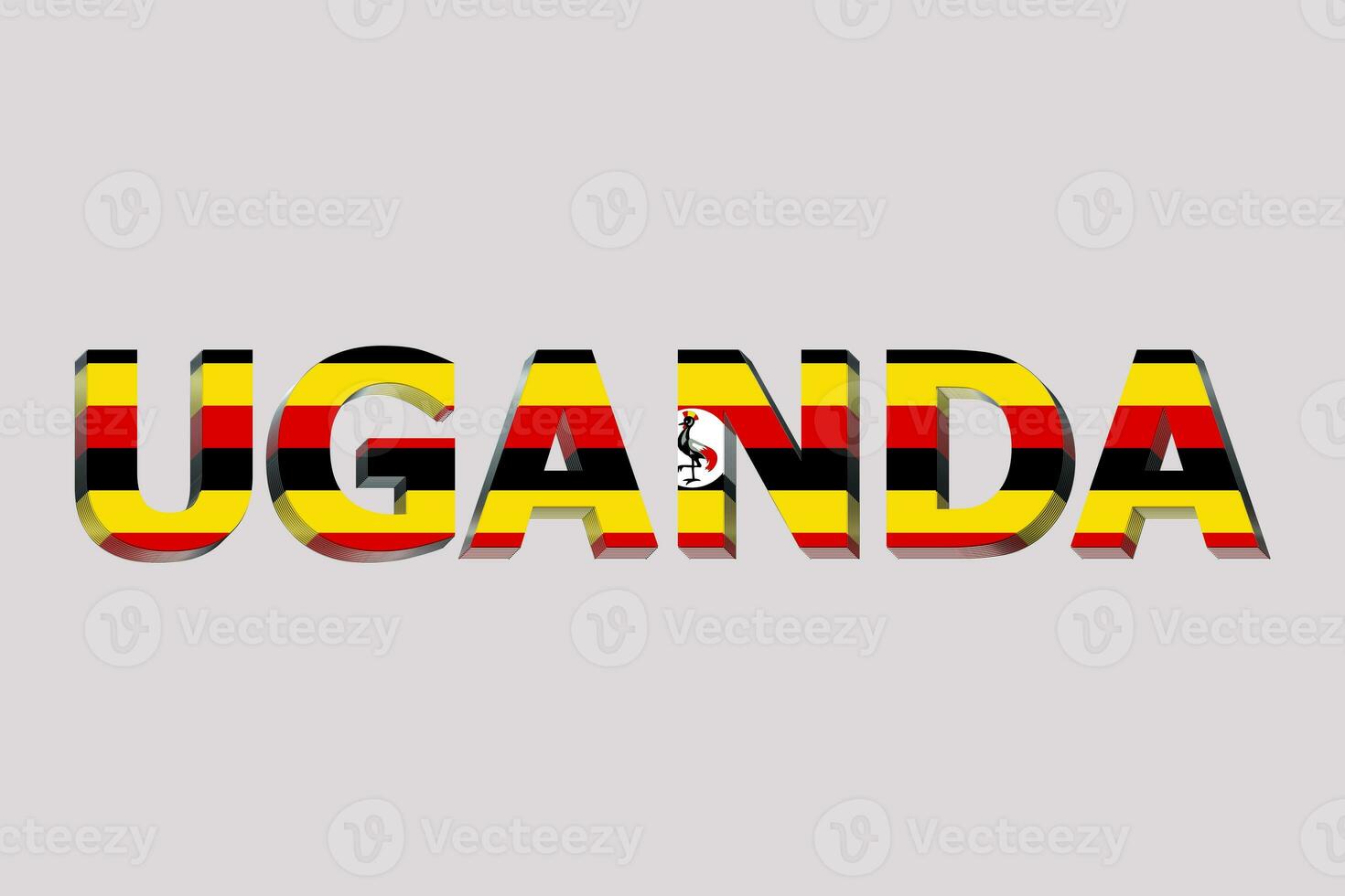 3d bandeira do Uganda em uma texto fundo. foto