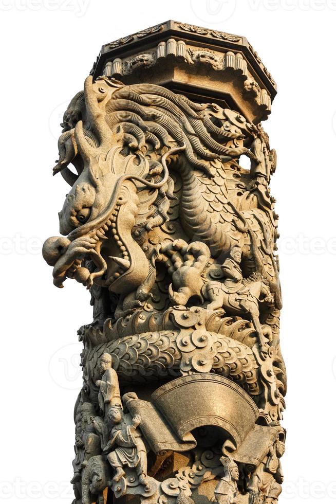 coluna de dragão tradicional com fundo isolado na Tailândia foto