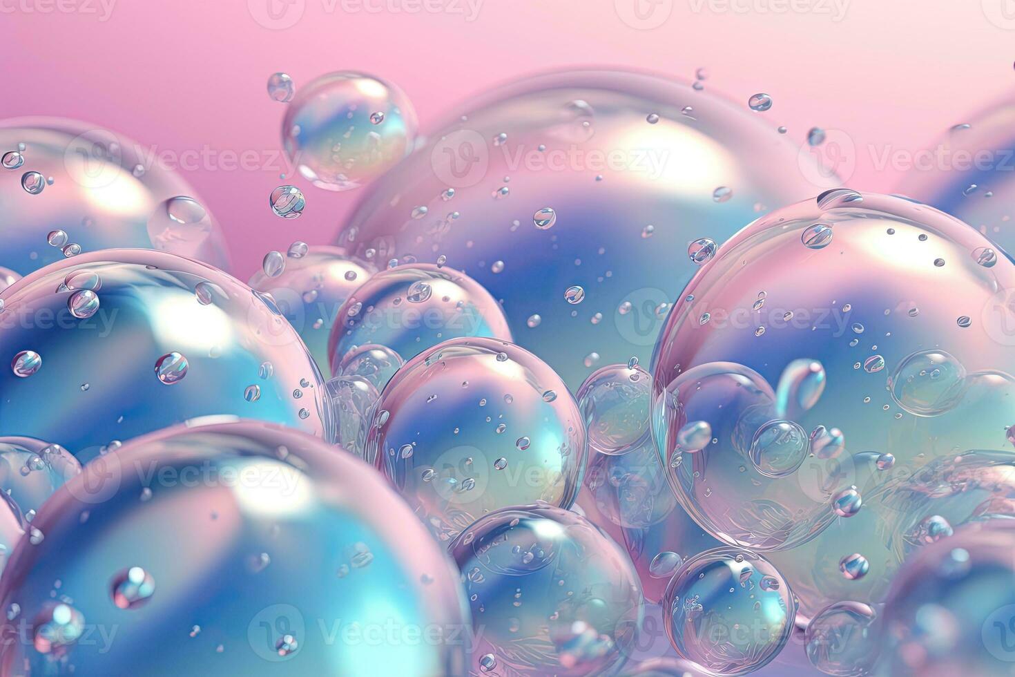 pastel fundo com iridescente mágico ar bolhas. papel de parede com vidro bolas. generativo ai foto