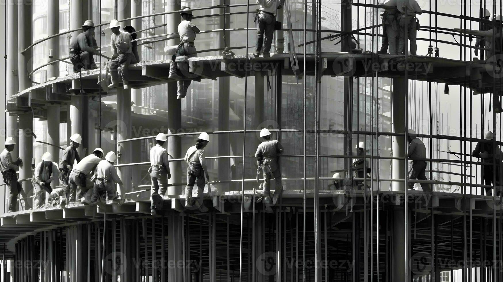 construção trabalhadores trabalhando em moderno edifícios. foto