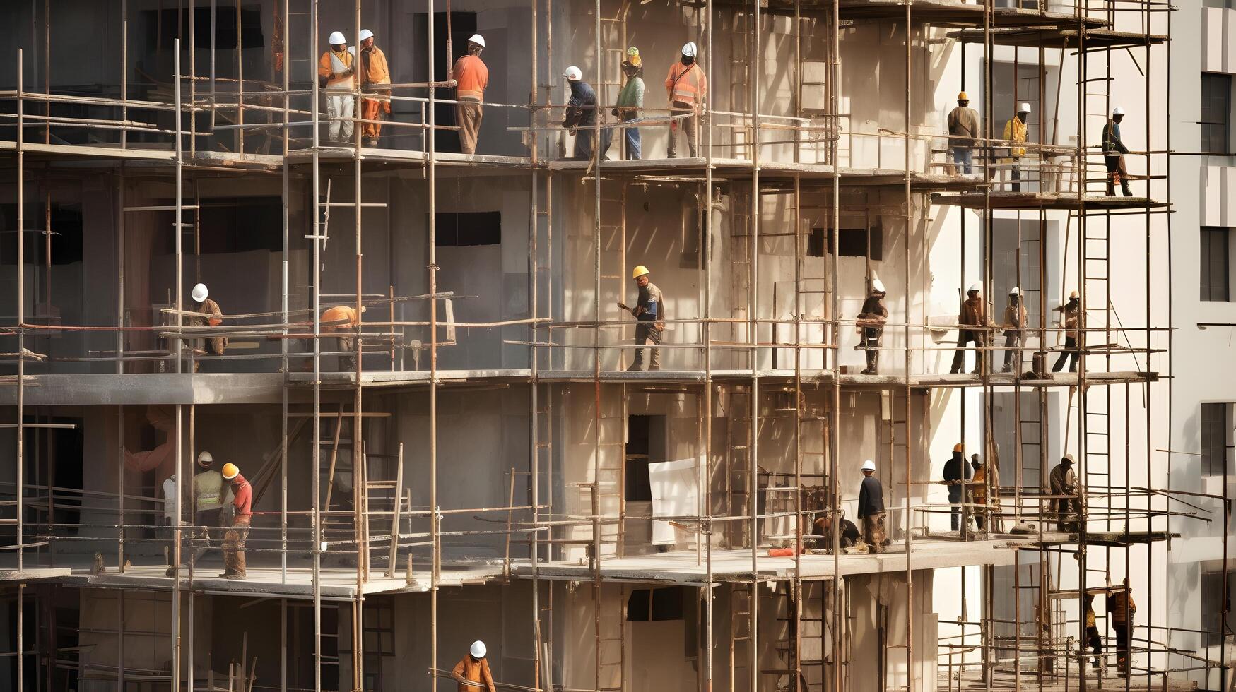 construção trabalhadores trabalhando em moderno edifícios. foto