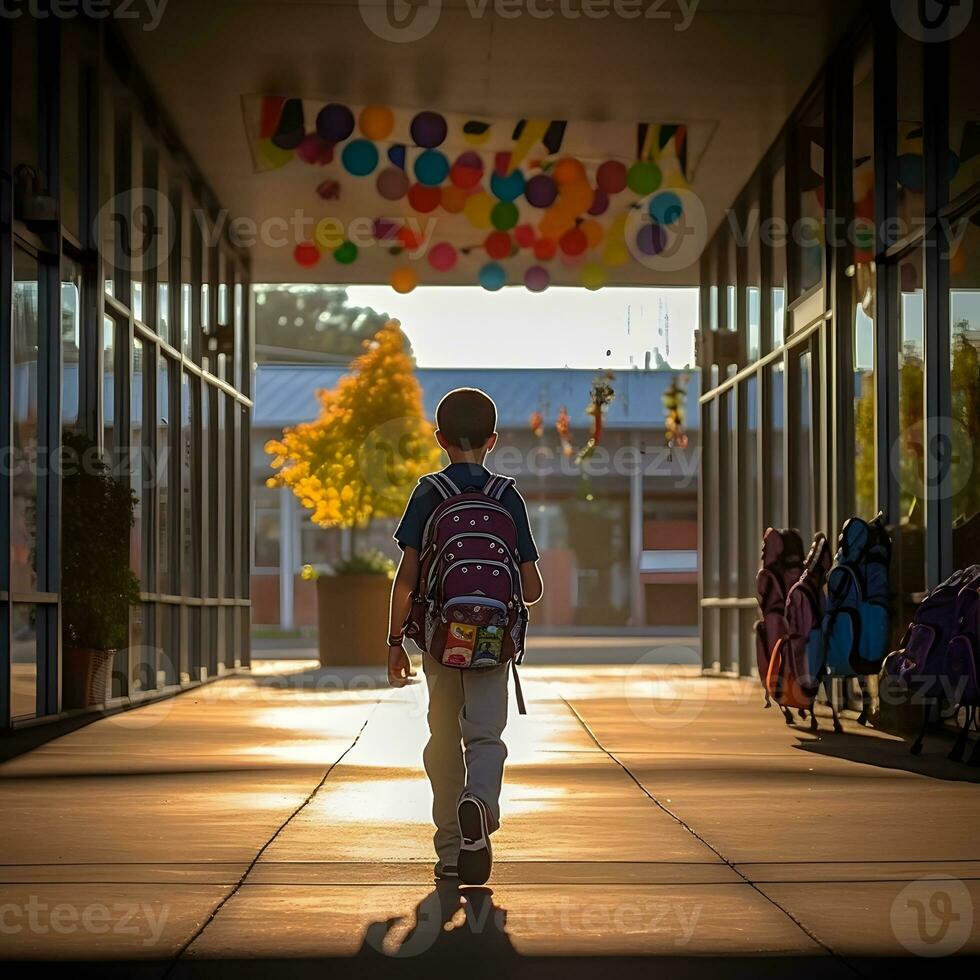 criança indo para escola foto