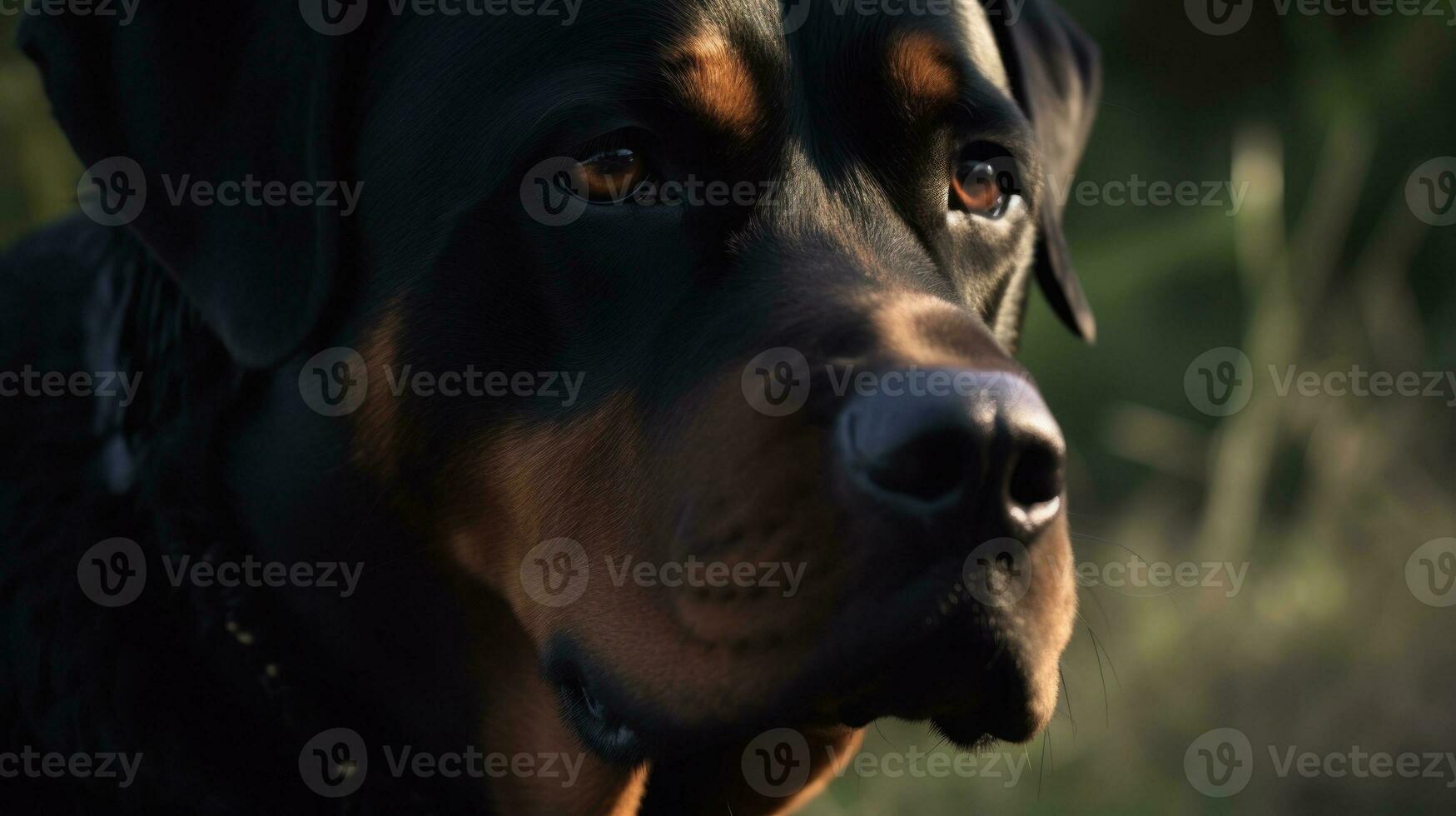 uma rottweiler cheirando Fora Está território e marcação isto foto