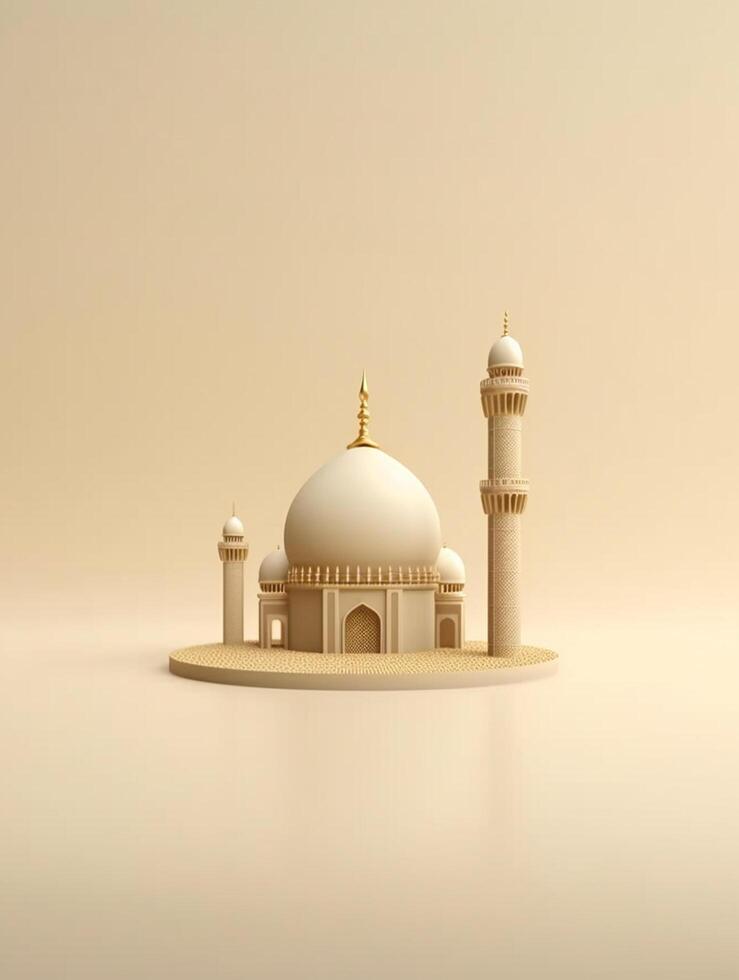 islâmico fofa 3d mesquita para Ramadã e eid cumprimento fundo ai generativo foto