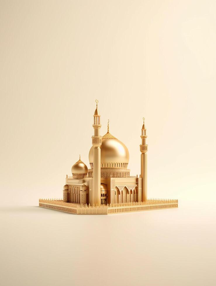 islâmico fofa 3d mesquita para Ramadã e eid cumprimento fundo ai generativo foto