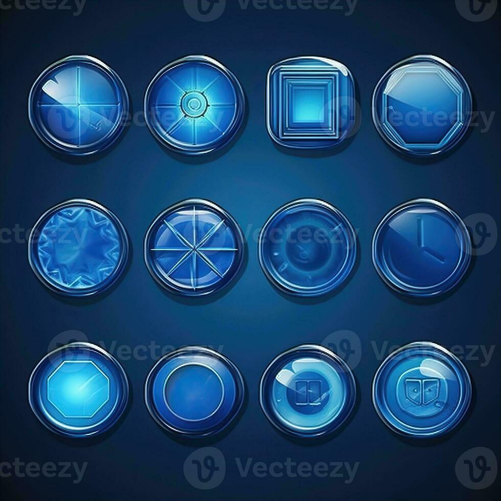 ícone azul vidro botão ai gerado foto