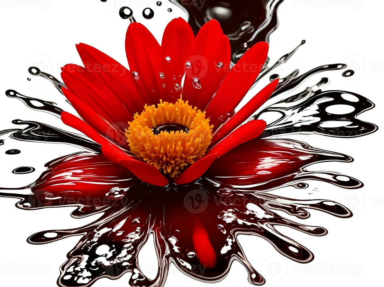 uma lindo flor espirrando para dentro frio água isolado em branco fundo. generativo ai foto