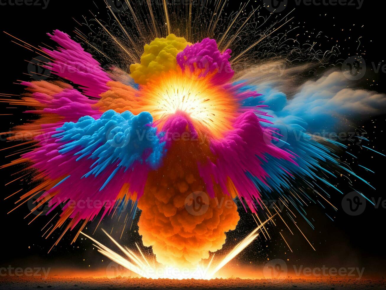 colorida explosão com alta velocidade vívido cor pó. generativo ai. foto