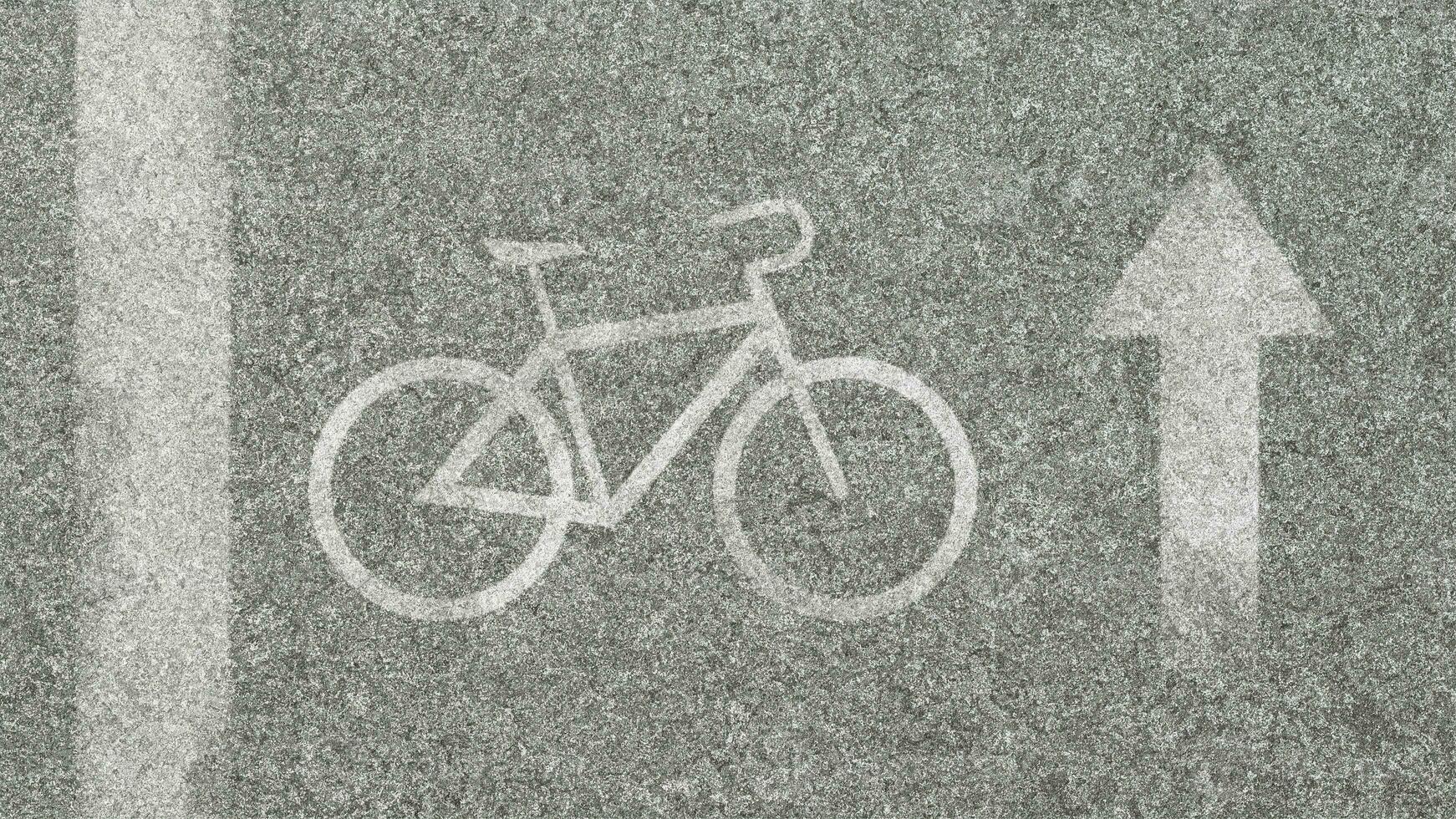 bicicleta pictograma pintado em asfalto. conceito bicicletas pode mover em 3d render foto
