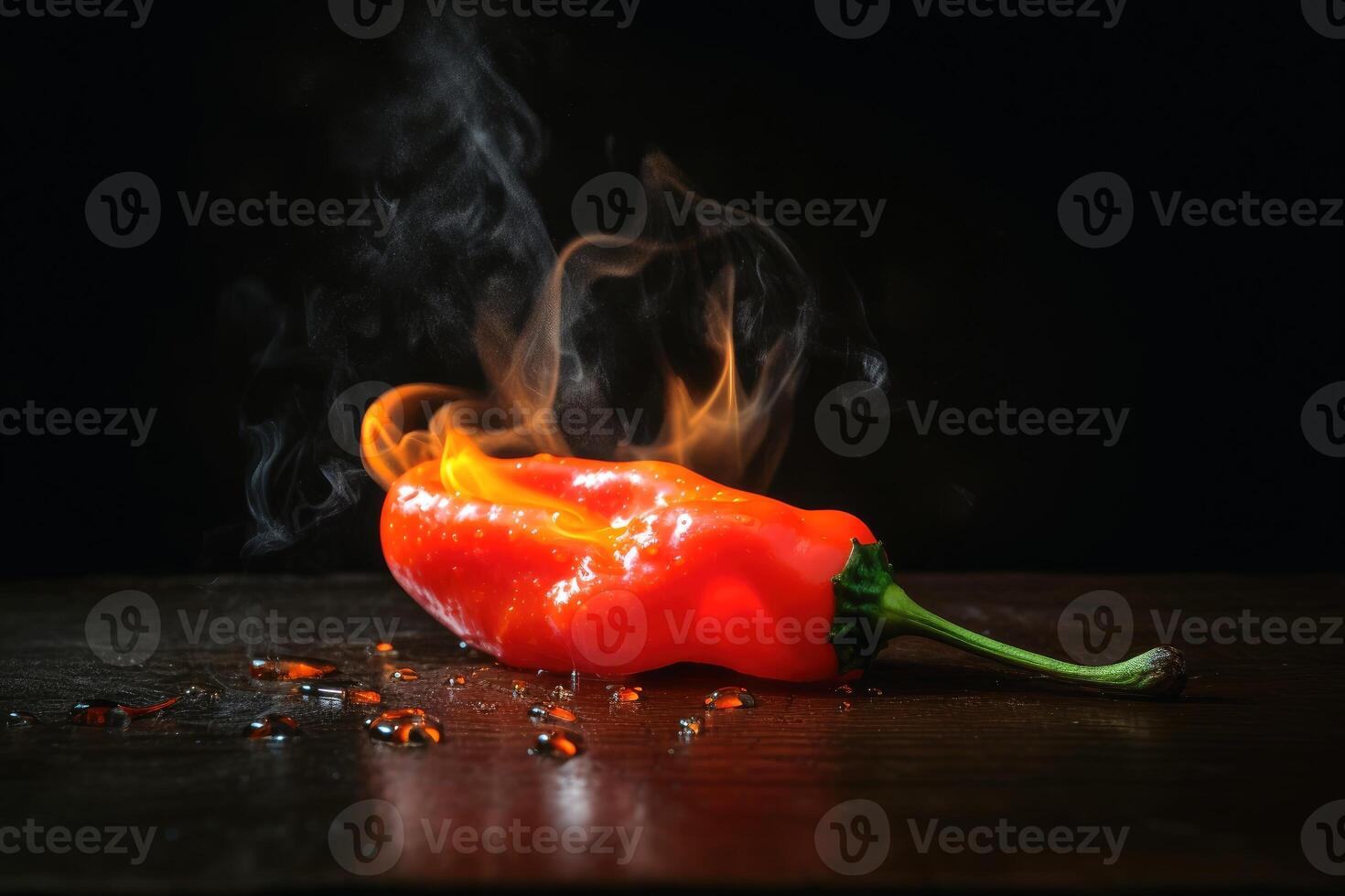 uma queimando quente peperoni em uma Sombrio fundo criada com generativo ai tecnologia. foto