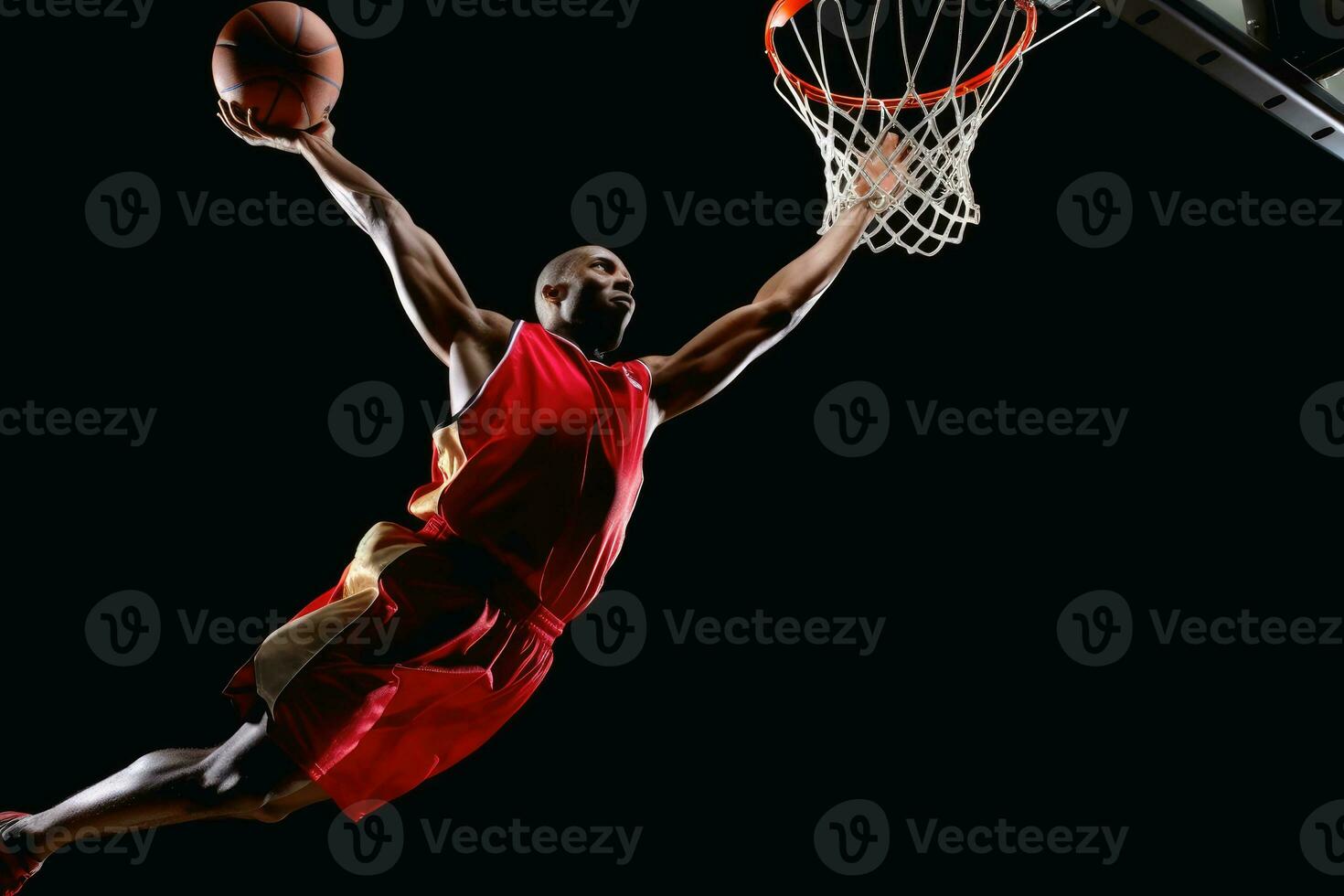 uma profissional basquetebol jogador dentro a açao tiro criada com generativo ai tecnologia. foto