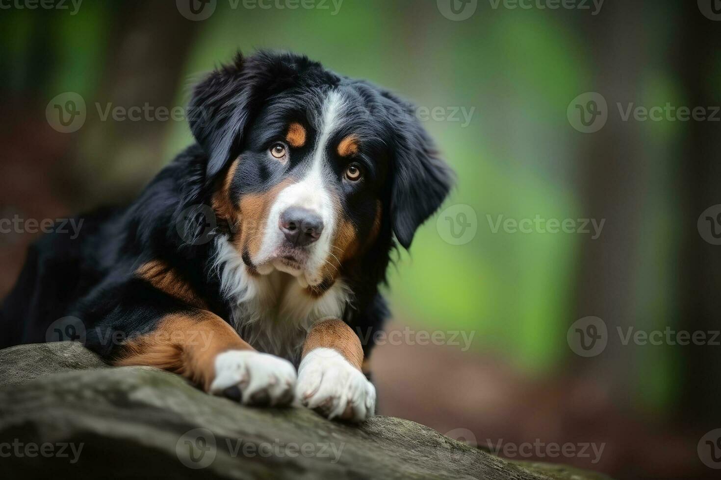 retrato do uma fofa Bernese montanha cachorro criada com generativo ai tecnologia. foto