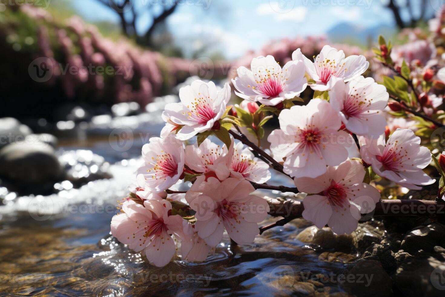 uma florescendo paraíso revela Está esplendor dentro a Primavera panorama ai gerado foto