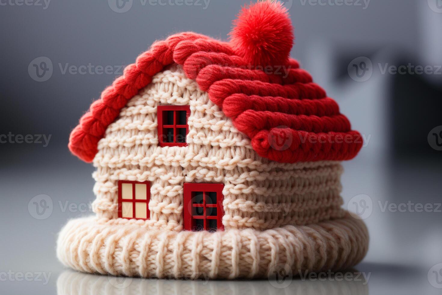 simbólico isolamento casa com vermelho gorro significa escritório conforto ai gerado foto