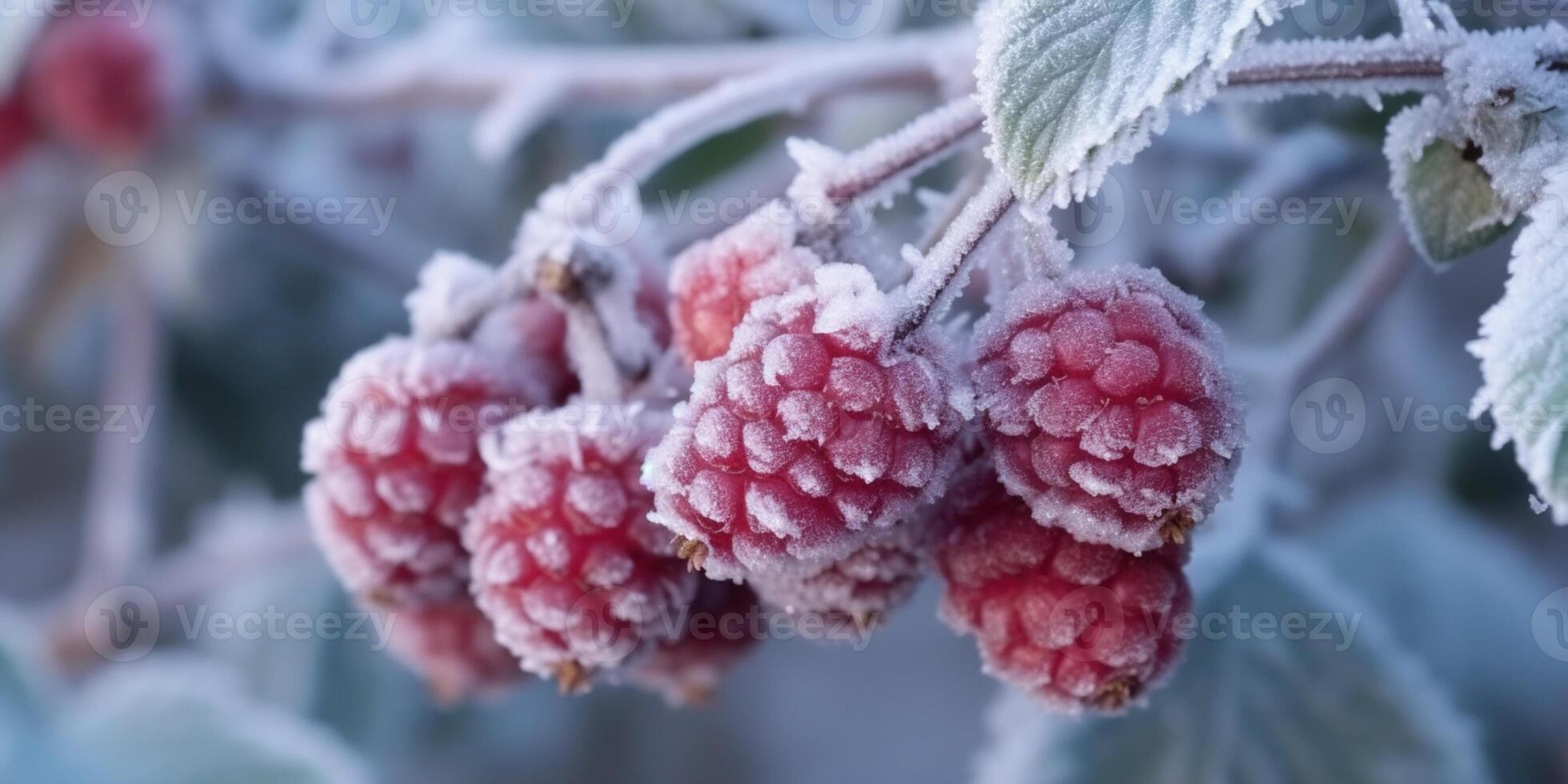 gelo tempestade árvores e baga fruta congelar dentro inverno, ai gerado foto