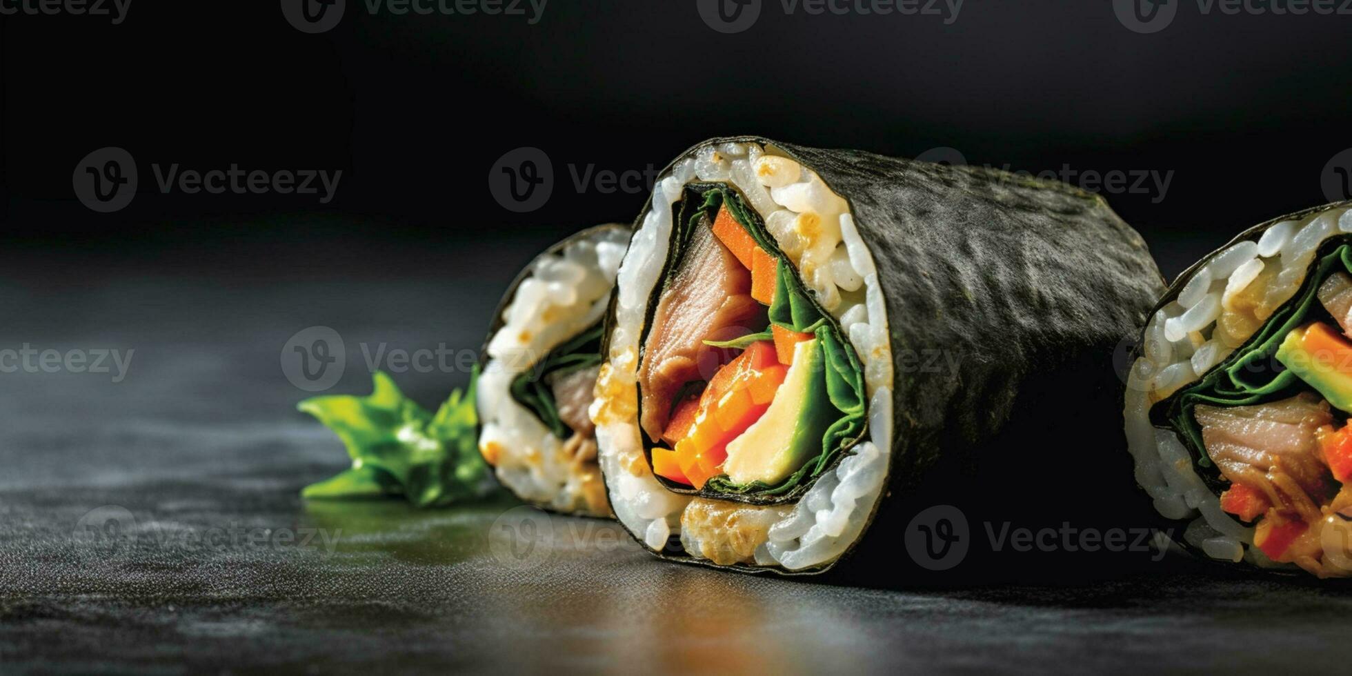 gimbap coreano Comida para almoço, ai gerado foto