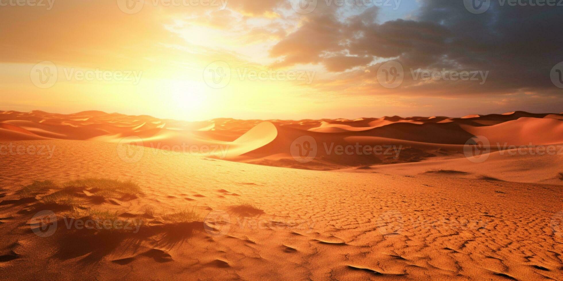 pôr do sol em deserto cópia de espaço borrado fundo, ai gerado foto