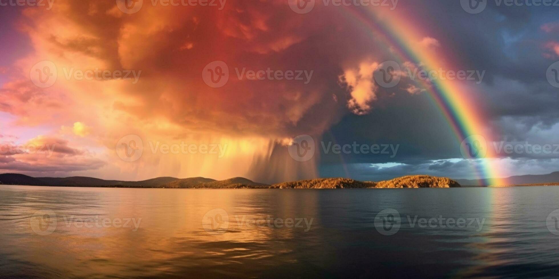 arco Iris e colorida céu, ai gerado foto