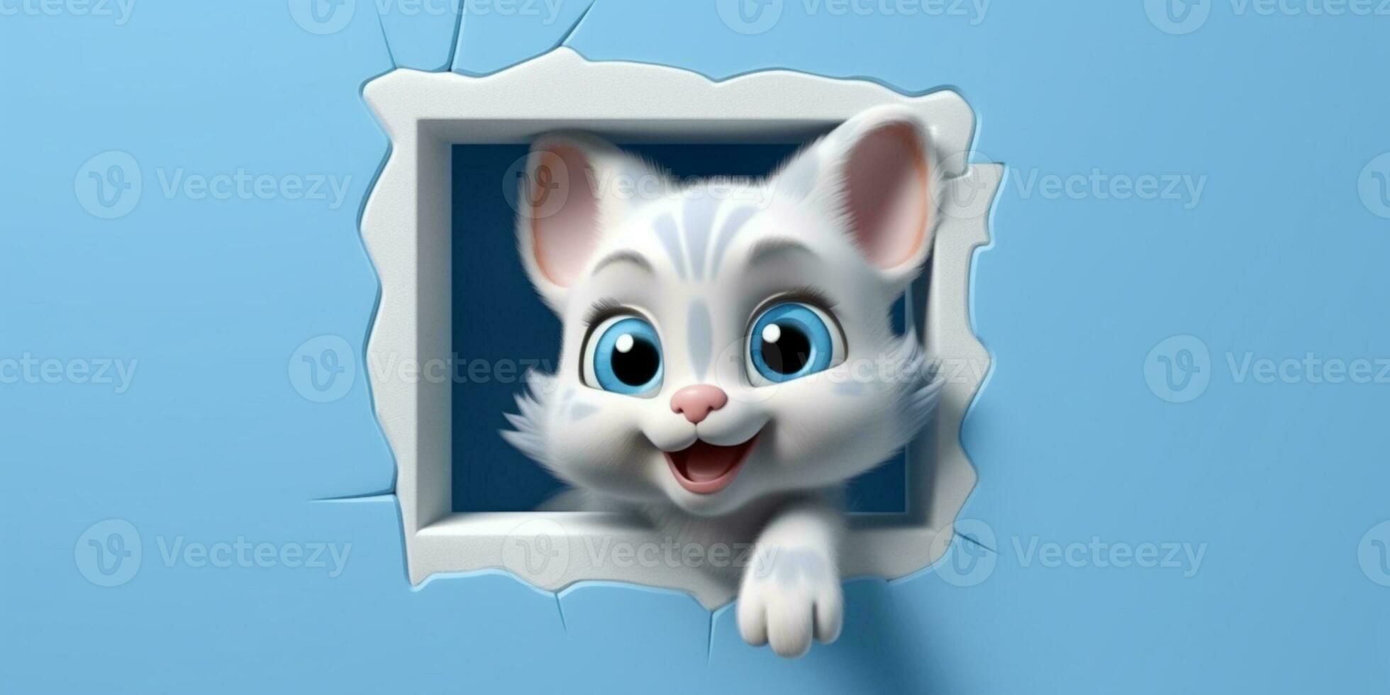 gato fofa animal argila desenho animado animação, ai gerado foto