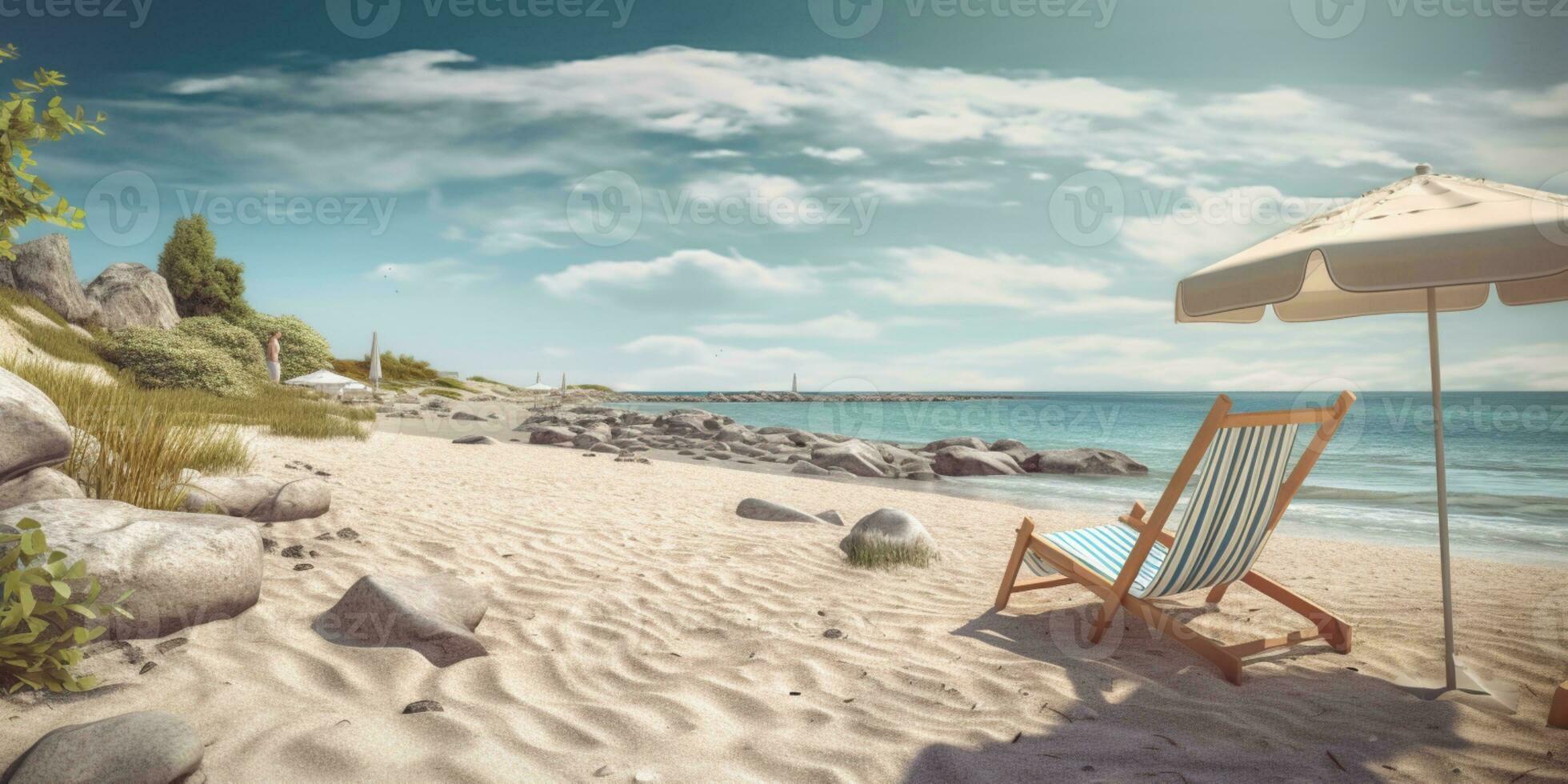 de praia em verão feriado Tempo fundo. ai gerado foto