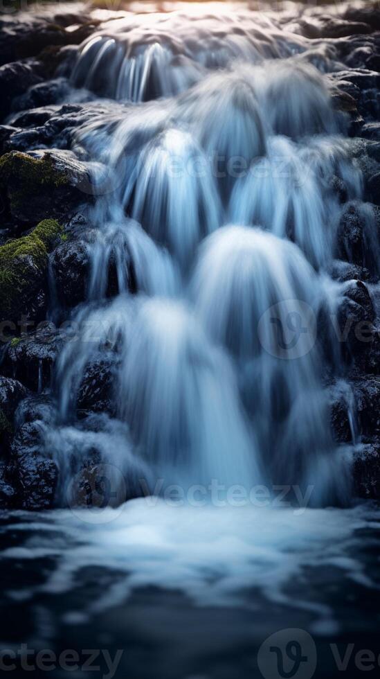 cascata em parede de pedra papel de parede fundo. ai gerado, foto