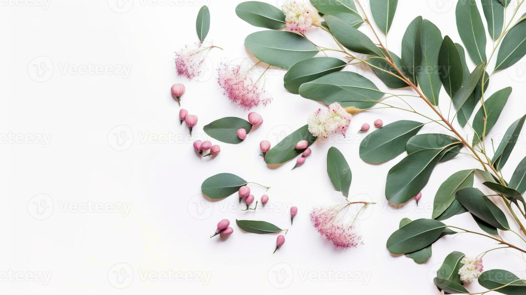 ramo com flores flores composição eucalipto folhas e Rosa flores ai gerado foto