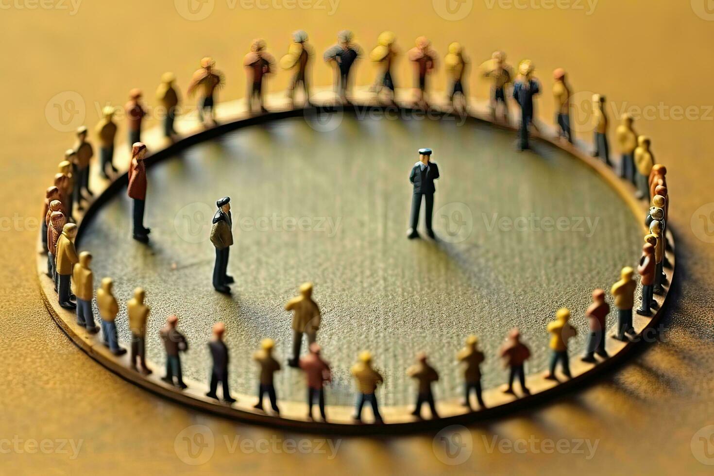 generativo ai ilustração do miniatura pessoas dentro círculo social rede foto