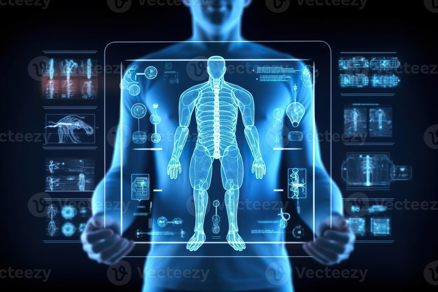 generativo ai ilustração do médico tecnologia plataforma, artificial inteligência, simulação saúde função foto