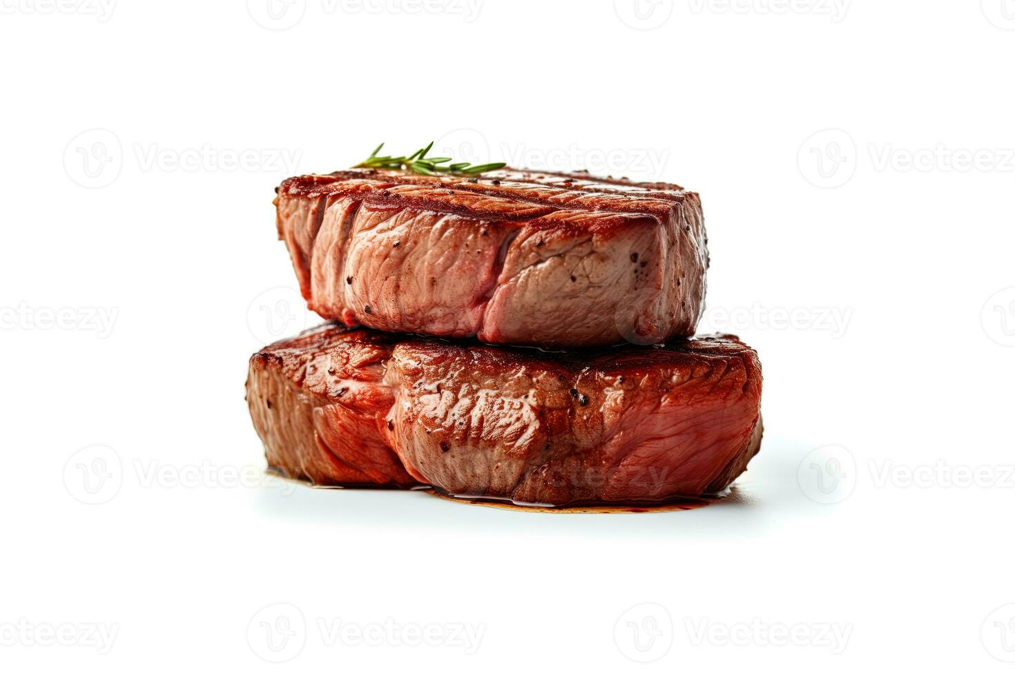 carne bife médio grelhado isolado em branco fundo. ai gerado foto
