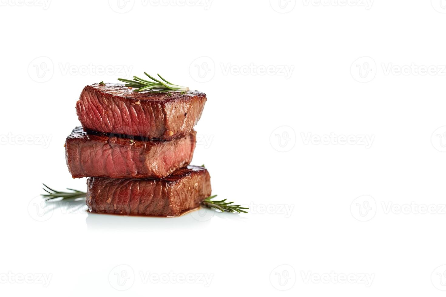 carne bife médio grelhado isolado em branco fundo com cópia de espaço. ai gerado foto