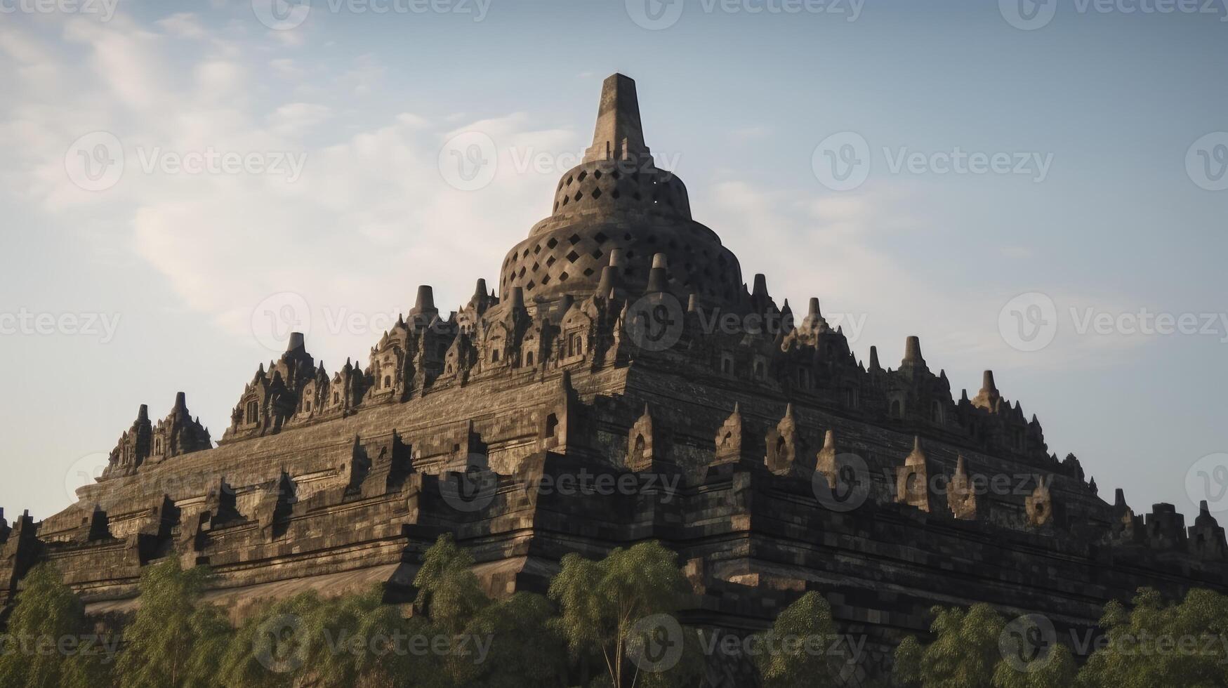 budista têmpora borobudur perto jogjakarta cidade, central Java, Indonésia, generativo ai foto