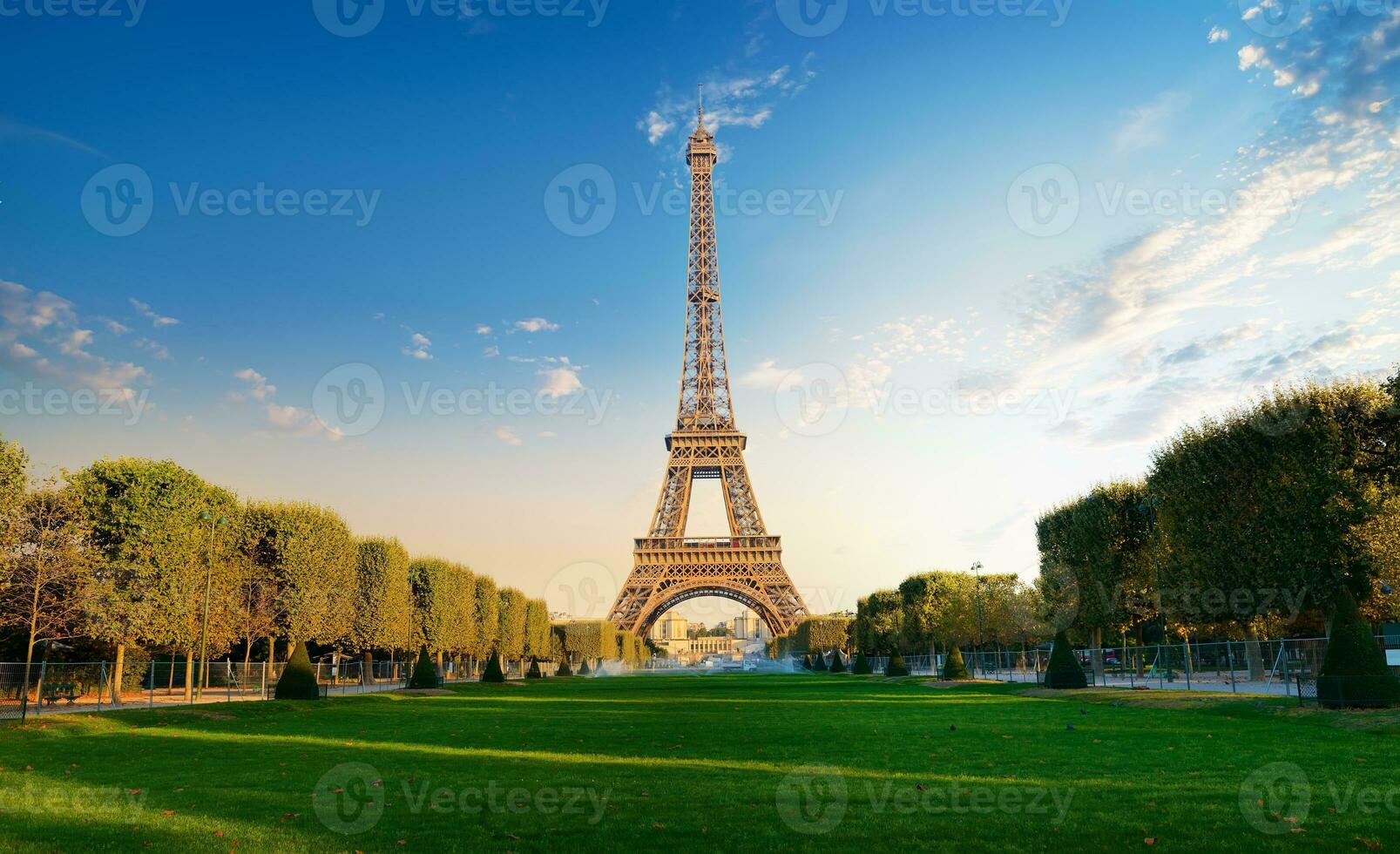 eiffel torre dentro a manhã foto