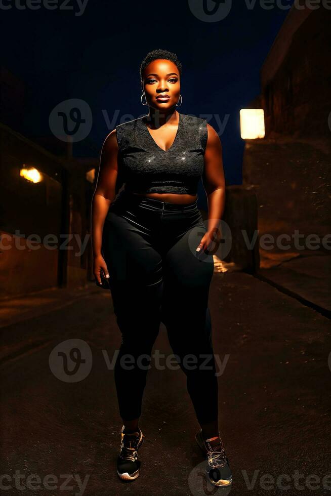 africano Preto pessoas às a rua noite, generativo ai foto