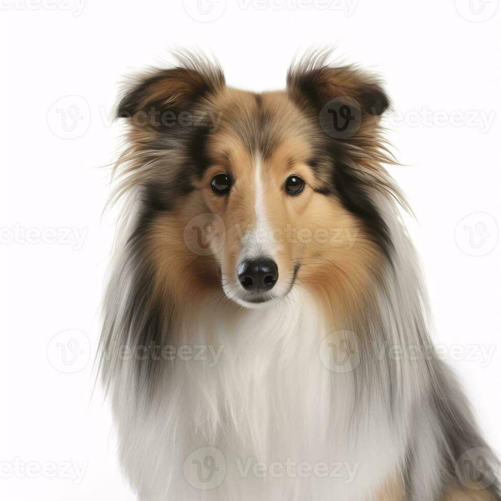 Shetland cão de guarda procriar cachorro isolado em uma brilhante branco fundo foto