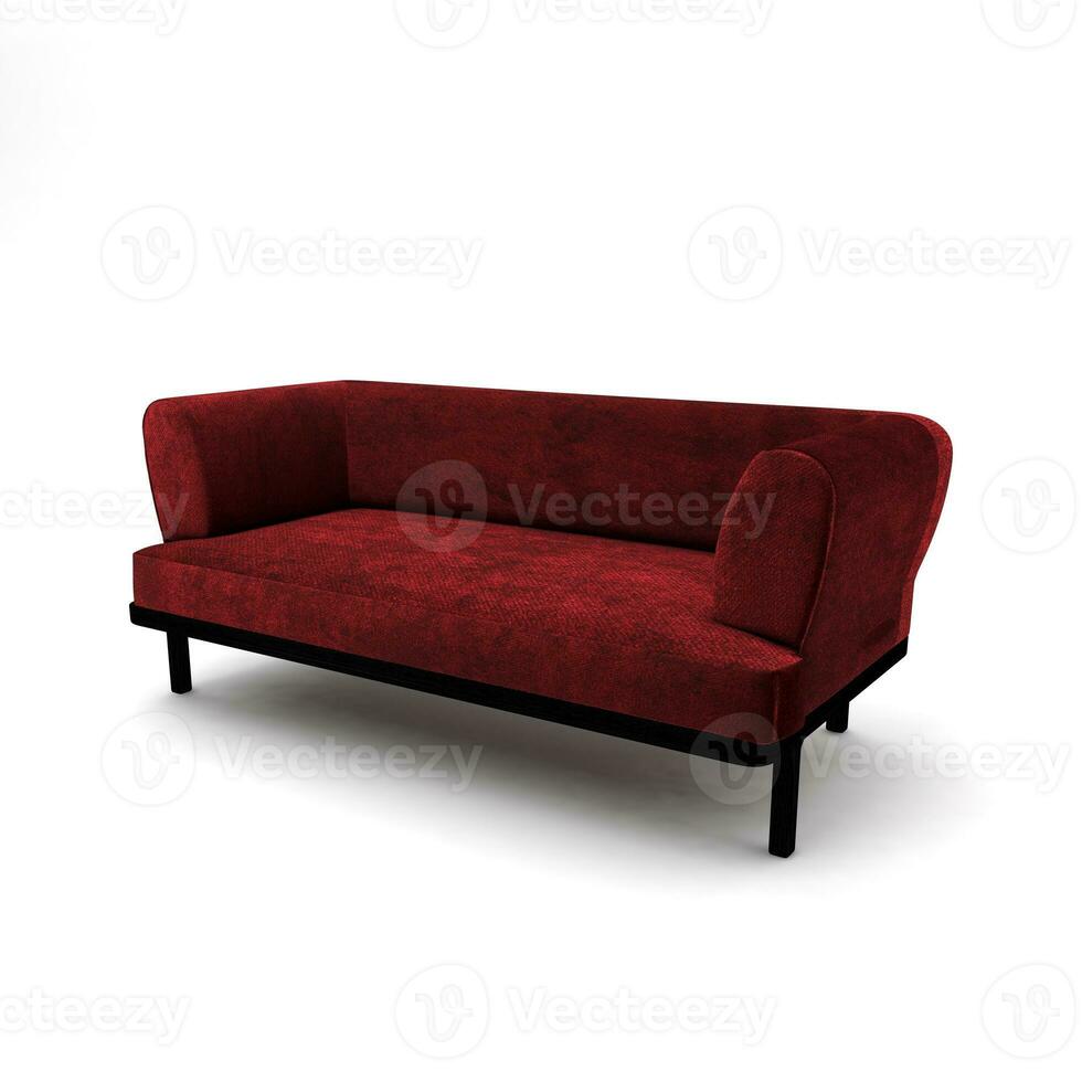 mobília para moderno quarto interior , confortável sofá em branco fundo. mobília, interior objeto, à moda sofá, 3d Renderização foto