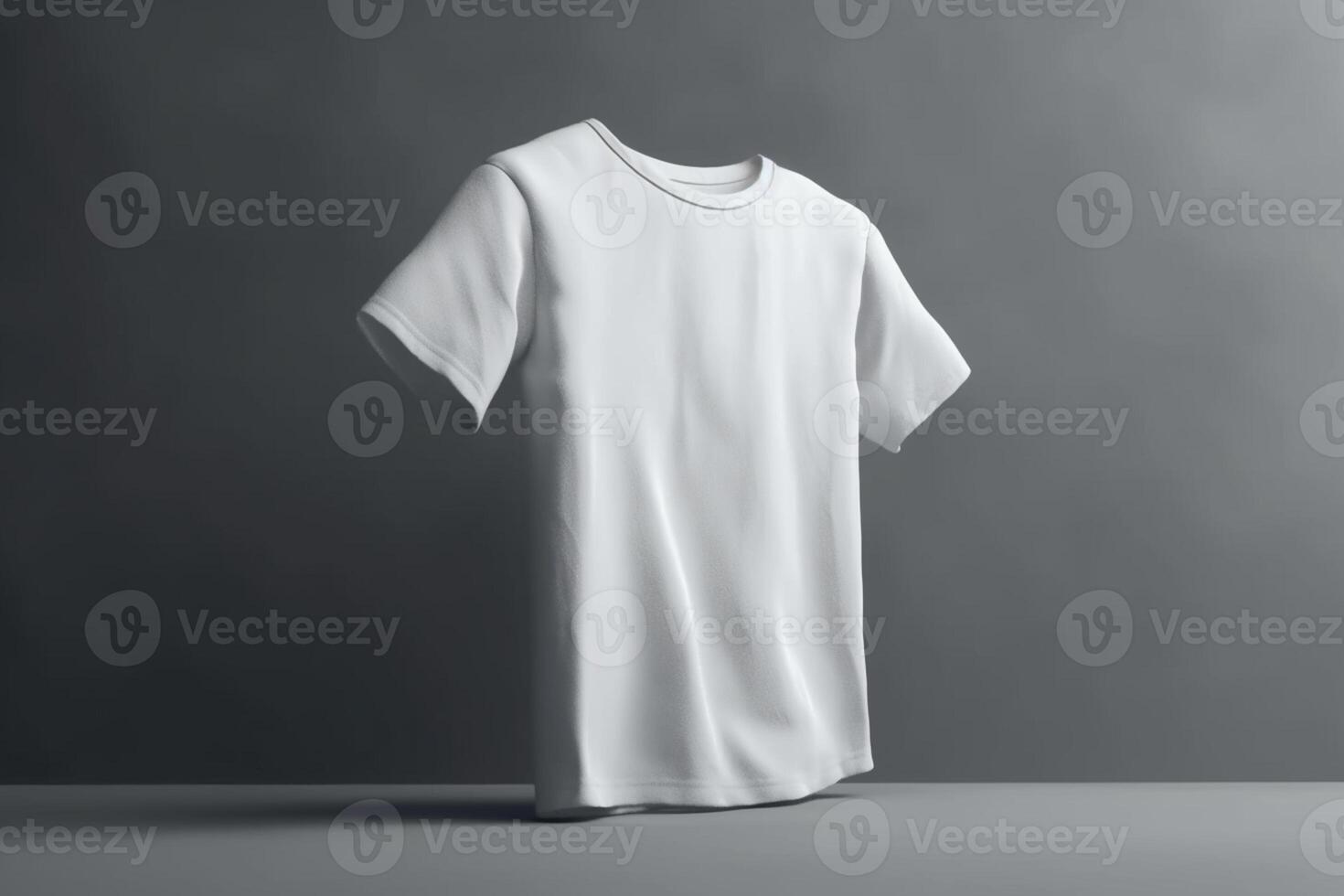 simplicidade às Está melhor, 3d esvaziar branco camiseta brincar em neutro plano de fundo,3d render ai gerado foto