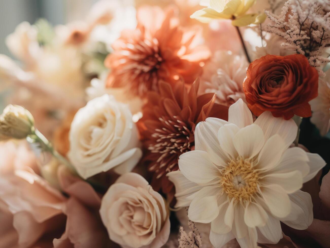 fechar acima tiro do uma nupcial ramalhete do flores foto